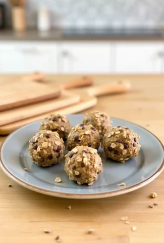 No-bake peanut butter oatmeal balls with chocolate chips