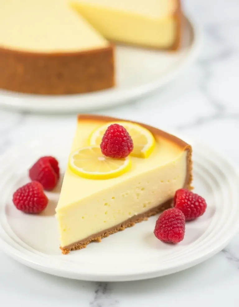 Creamy jello no bake cheesecake with raspberries