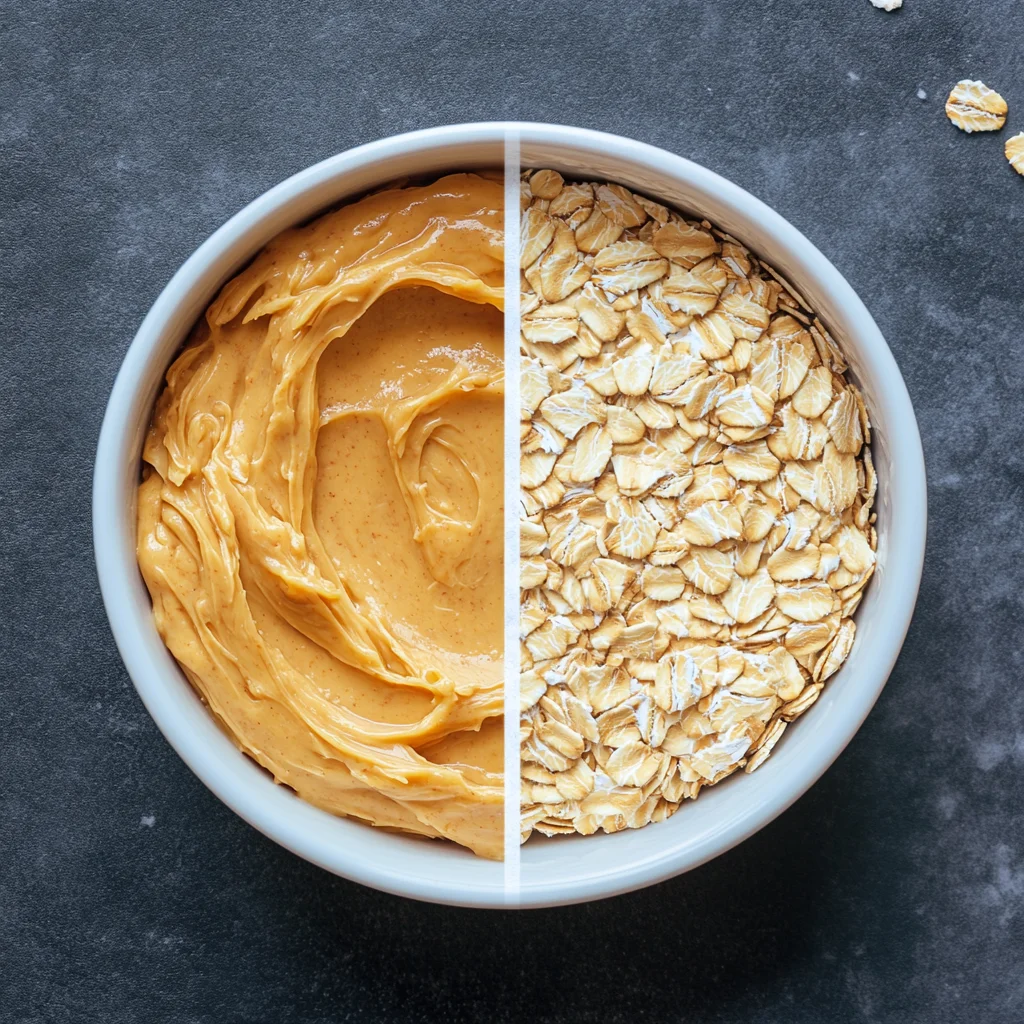 Mixing ingredients for  No-bake peanut butter oatmeal balls