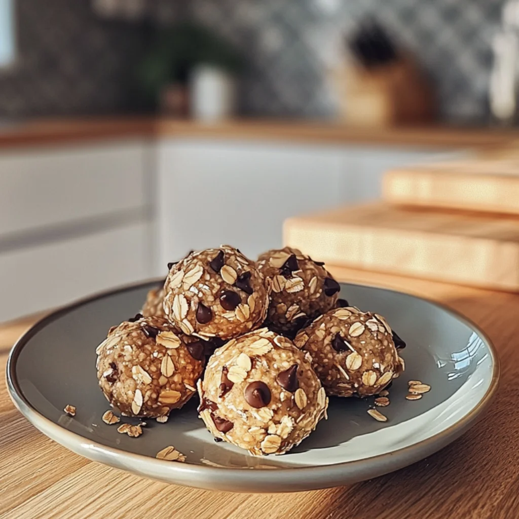 No-bake peanut butter oatmeal balls with chocolate chips