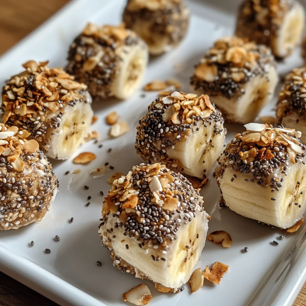 Frozen banana bites with healthy toppings