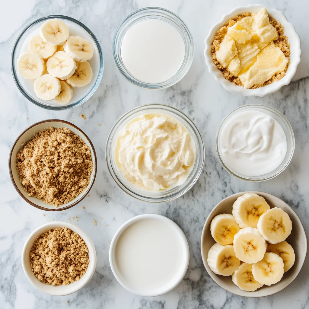 Ingredients for no bake mini banana cream pies