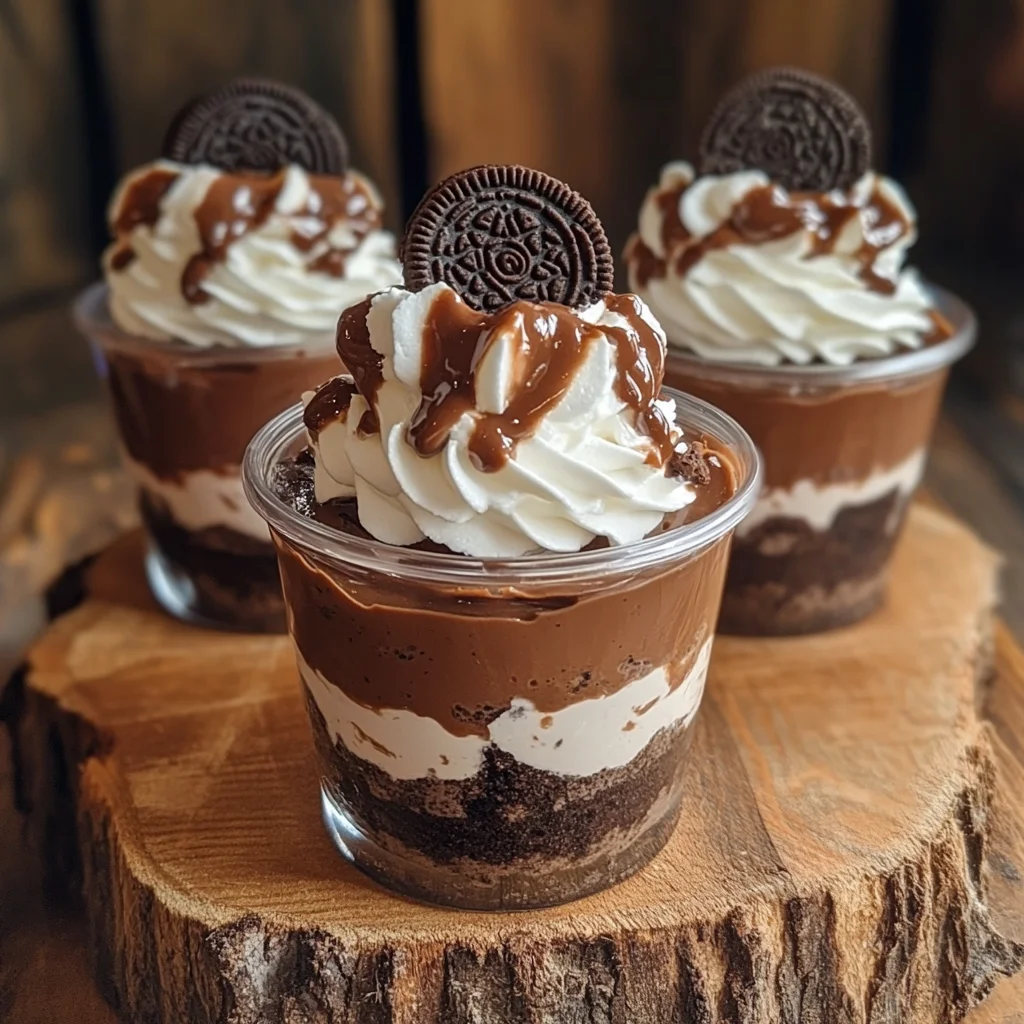 Oreo pudding trifles in individual cups