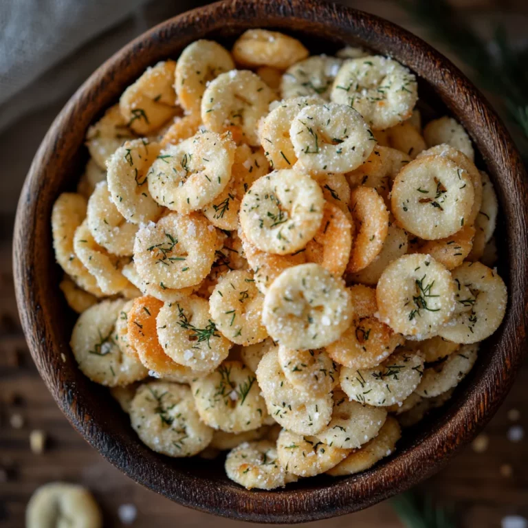 ranch oyster crackers no bake in a wooden bowl