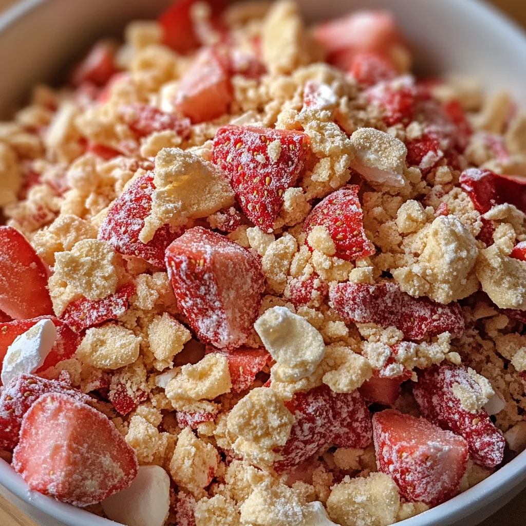 strawberry shortcake crunch topping close-up