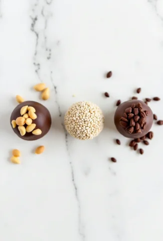 Three varieties of homemade No-Bake energy balls showing peanut butter chocolate, coconut lime, and chocolate cherry recipes