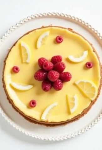 Jello no bake cheesecake served with fresh fruit and lemon