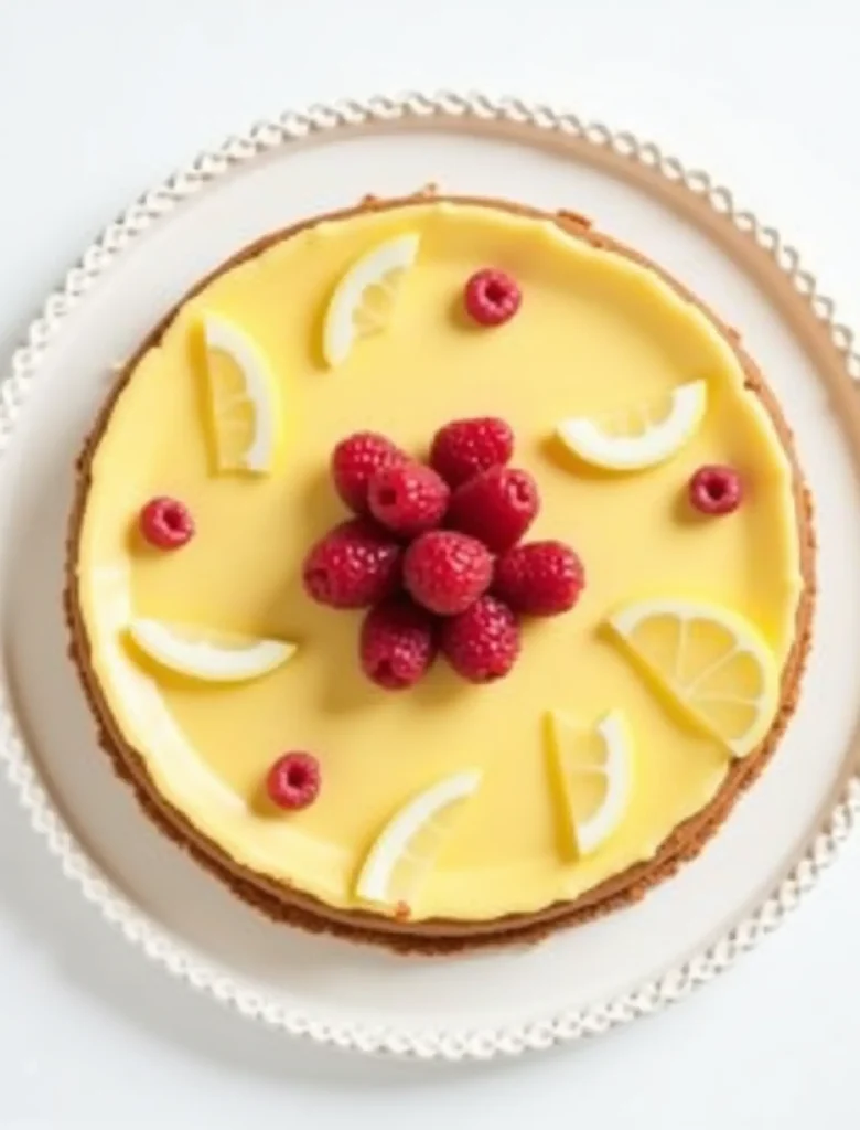 Jello no bake cheesecake served with fresh fruit and lemon