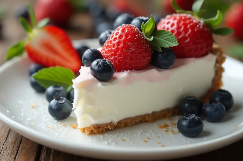 Easy No Bake Frozen Yogurt Pie with Fruit